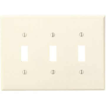 Leviton 3-Gang Smooth Plastic Mid-Way Toggle Switch Wall Plate, Ivory