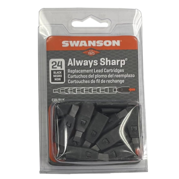 Swanson Black AlwaysSharp Mechanical Carpenter Pencil Replacement Lead Cartridges 24-Pack