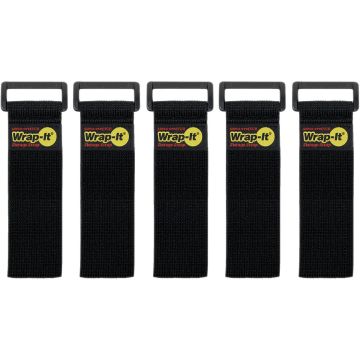Wrap-It Storage Super-Stretch 9 In. x 1 In. Elastic Hook & Loop Cinch Straps (5-Pack)