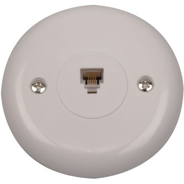 RCA White Flush Mount Round Telephone Jack