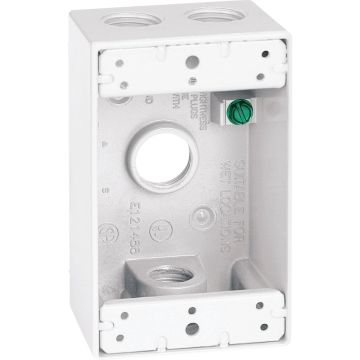 Southwire Single Gang 1/2 In. 4-Hole White Weatherproof Junction Box