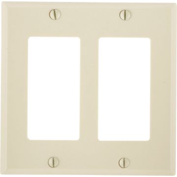 Leviton Decora 2-Gang Smooth Plastic Rocker Decorator Wall Plate, Ivory