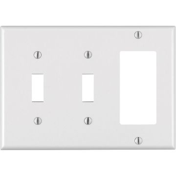 Leviton Decora 3-Gang Thermoset 2-Toggle/Rocker Wall Plate, White