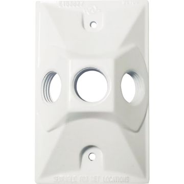 Southwire Single Gang Weatherproof 3-Hole White Rectangular Cover