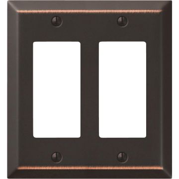 Amerelle 2-Gang Stamped Steel Rocker Decorator Wall Plate, Aged Bronze