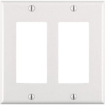 Leviton Decora 2-Gang Antimicrobial Treated Outlet Wall Plate, White