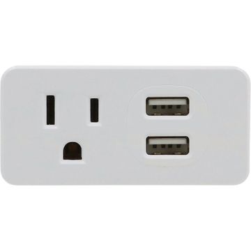 Prime Wire & Cable White 15A 1-Outlet Wall Tap With 2 USB-A