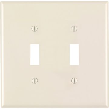 Leviton 2-Gang Thermoplastic Nylon Mid-Way Toggle Switch Wall Plate, Light Almond