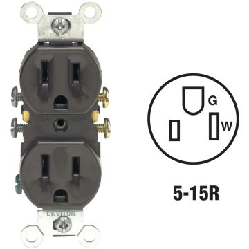 Leviton 15A Brown Shallow Grounded 5-15R Duplex Outlet