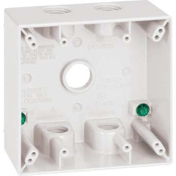 Southwire Dual Gang 1/2 In. 5-Hole White Weatherproof Junction Box