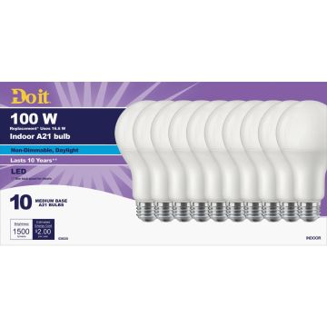 Do it 100W Equivalent Daylight A19 Medium LED Light Bulb, Title 20 (10-Pack)