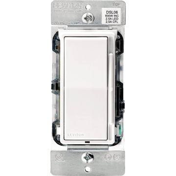 Leviton Decora Incandescent/Halogen/LED/CFL White/Light Almond Rocker/Slide Universal Dimmer Switch
