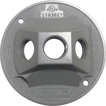 Southwire 3-Hole Round Aluminum Gray Weatherproof Cover