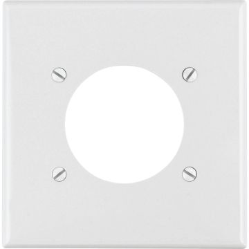 Leviton 2-Gang Thermoplastic Nylon Flush Mount 2.15 In. Dia. Device Receptacle Wallplate, White