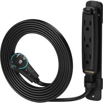 Maximm 6 Ft. 16/3 Black 3-Outlet 360 Deg. Rotating Plug Extension Cord