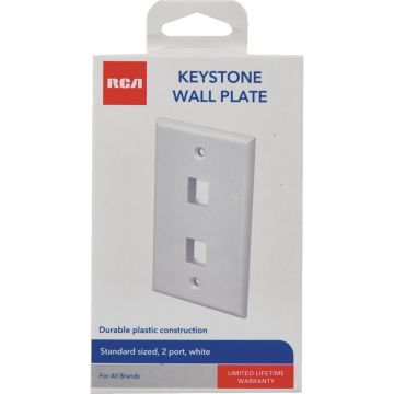 RCA Keystone 2-Port White Modular Wall Plate
