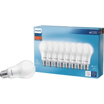 Philips 75W Equivalent Soft White A19 Medium LED Light Bulb (8-Pack)