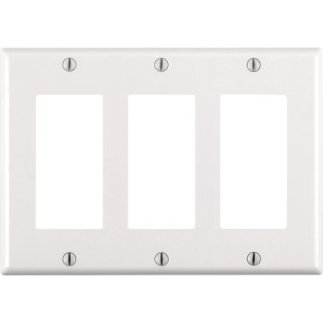 Leviton Decora 3-Gang Antimicrobial Treated Outlet Wall Plate, White