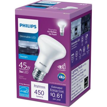 Philips 45W Equivalent Daylight R20 Medium Dimmable LED Floodlight Light Bulb