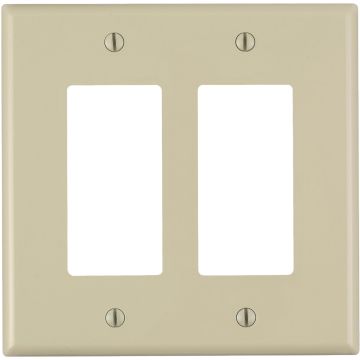 Leviton Decora 2-Gang Thermoplastic Nylon Mid-Way Rocker Wall Plate, Ivory
