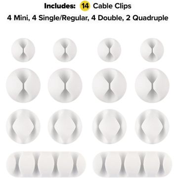 Wrap-It Storage Single White Cable Clip (14-Pack)