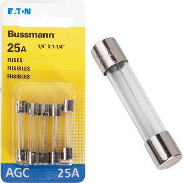 Bussmann 25A 32V AGC Glass Tube Automotive Fuse (5-Pack)
