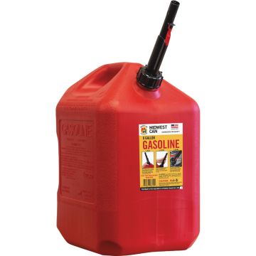 Midwest Can 6 Gal. Plastic Auto Shut Off Gasoline Fuel Can, Red