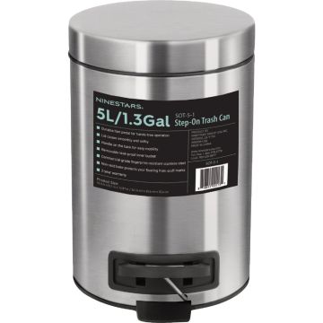 Ninestars 1.3 Gal. Foot Pedal Round Trash Can