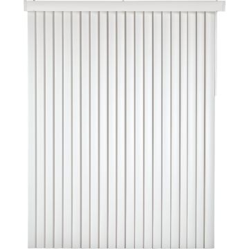 Home Impressions 66 In. x 84 In. x 3.5 In. White Vinyl Room Darkening Vertical Cordless Blind