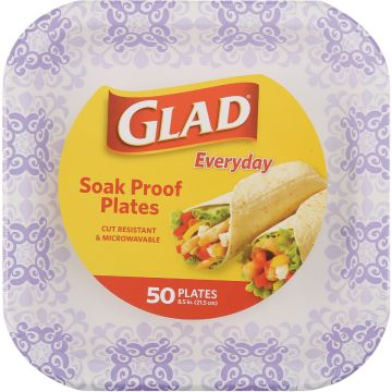 Glad Everyday 8.5 In. Purple Victorian Square Paper Plates (50-Count)