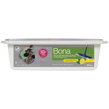 Bona Lemon Mint Disposable Wet Cleaning Pads for Hard-Surface Floors (12-Count)