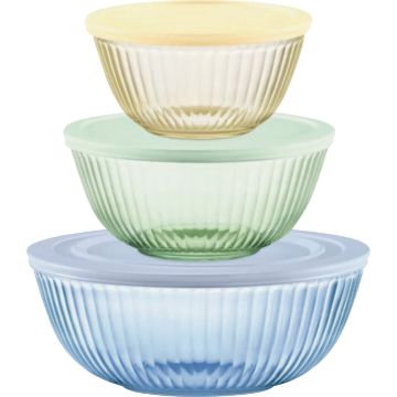 Pyrex Colors Sculpted Tinted Covered Glass Mixing Bowl Set (6-Piece)