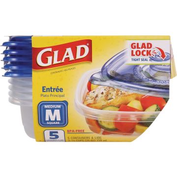 Glad 25 Oz. Clear Square Entree Container (5-Pack)