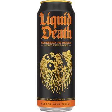 Liquid Death 19.2 Oz. Squeezed To Death Orange 100% Sparkling Mountain Water