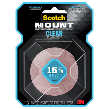 1" x 125" 3M Clear Scotch-Mount Double-Sided Mounting Tape