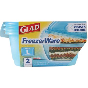 Glad Freezerware 64 Oz. Blue Rectangle Container (2-Pack)