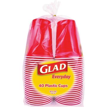 Glad Everyday 18 Oz. Red Plastic Cups (40-Count)