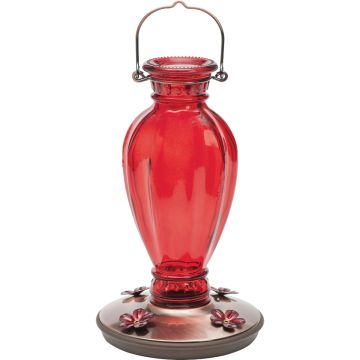 Perky-Pet 18 Oz. Daisy Vase Vintage Glass Hummingbird Feeder