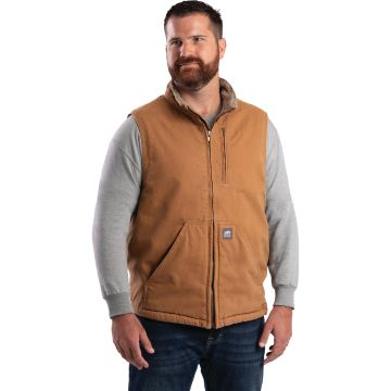 Berne Heartland Men's Medium Brown Sherpa-Lined Washed Duck Vest
