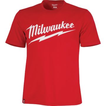 Milwaukee Large Red Short Sleeve Men's Heavy-Duty T-Shirt
