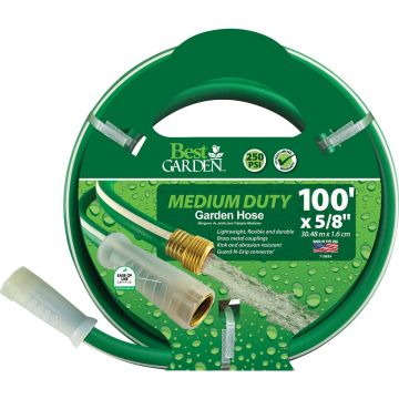 Best Garden 5/8 In. Dia. x 100 Ft. L. Medium-Duty Vinyl Garden Hose with Guard-N-Grip