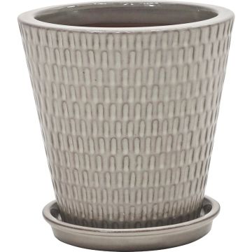 Deroma Bois 7.9 In. Dia. Gray Ceramic High Gloss Planter
