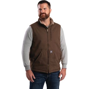 Berne Heartland Men's 2XL Bark Sherpa-Lined Washed Duck Vest