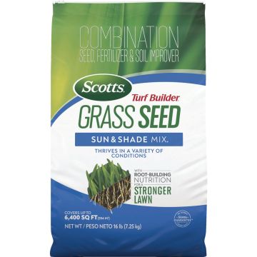 Scotts Turf Builder 16 Lb. 1330 Sq. Ft. Sun & Shade Mix Grass Seed, Fertilizer, and Soil Improver Combination