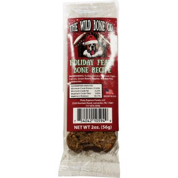 The Wild Bone Company Holiday Feast Bone Dog Treat, 2 Oz.