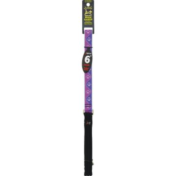 Lupine 1 In. x 6 Ft. Reflective Pink Paws Dog Leash