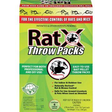 RatX Pellet Throw Pack Rat And Mouse Killer, (6-Pack)