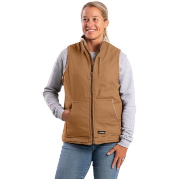 Berne Softstone Women's Small Brown Duck Sherpa-Lined Vest