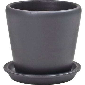 Deroma Levisa 6 In. Dia. Matte Black Ceramic Planter