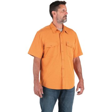 Berne Flex180 Men's 2XL Heathered Dusty Orange UPF Button Down Short Sleeve Shirt